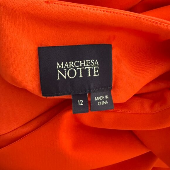 Marchesa Notte bright red Bow embellished draped crepe gown size 12 - Picture 4 of 5